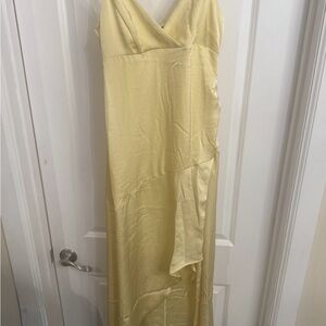 Elegant Yellow Satin Slip Dress sizeS @71